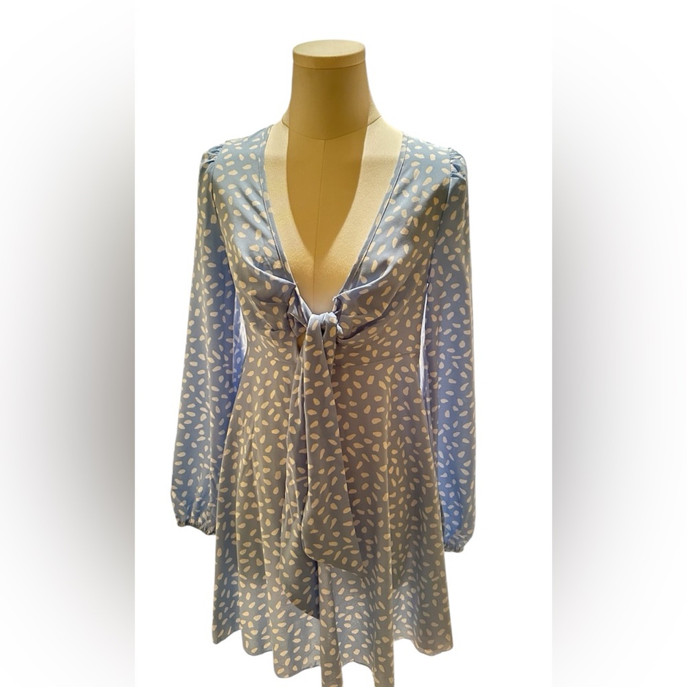 Chic Blue Patterned Dress - Picture 13 of 13